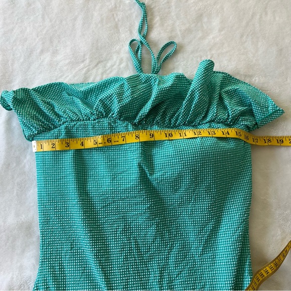 NWT J. Crew Gingham Ruffle Bandeau One-Piece Swimsuit Sz 14 - Picture 7 of 8